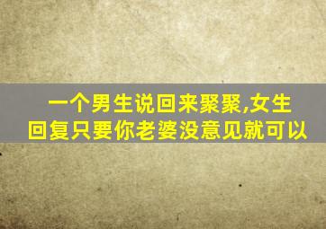 一个男生说回来聚聚,女生回复只要你老婆没意见就可以