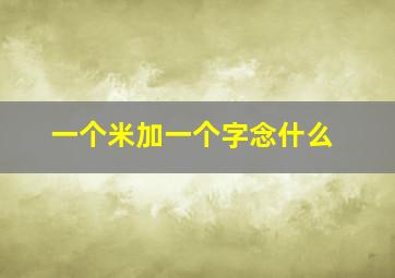 一个米加一个字念什么