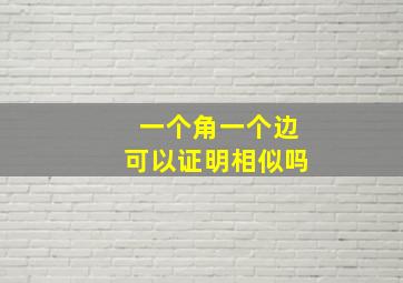 一个角一个边可以证明相似吗