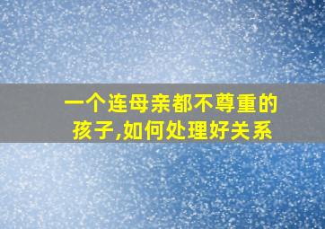 一个连母亲都不尊重的孩子,如何处理好关系