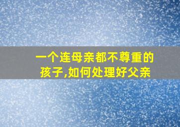 一个连母亲都不尊重的孩子,如何处理好父亲