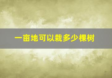 一亩地可以栽多少棵树