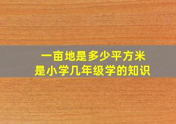 一亩地是多少平方米是小学几年级学的知识