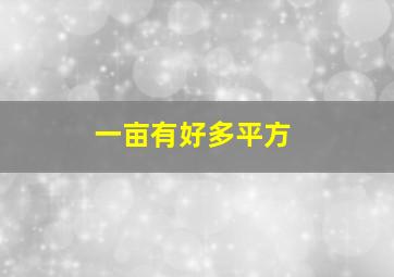 一亩有好多平方