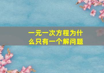 一元一次方程为什么只有一个解问题