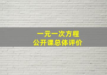 一元一次方程公开课总体评价