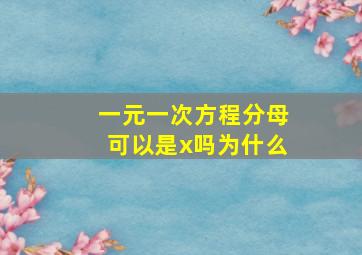 一元一次方程分母可以是x吗为什么