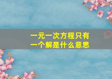 一元一次方程只有一个解是什么意思