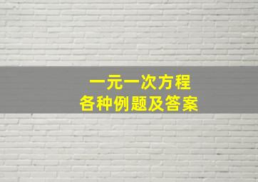 一元一次方程各种例题及答案