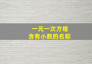 一元一次方程含有小数的名称