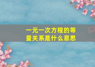 一元一次方程的等量关系是什么意思