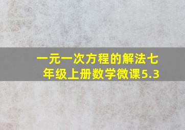 一元一次方程的解法七年级上册数学微课5.3