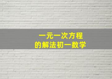 一元一次方程的解法初一数学