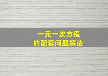 一元一次方程的配套问题解法