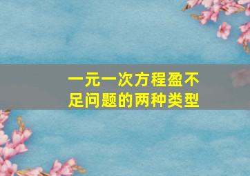 一元一次方程盈不足问题的两种类型