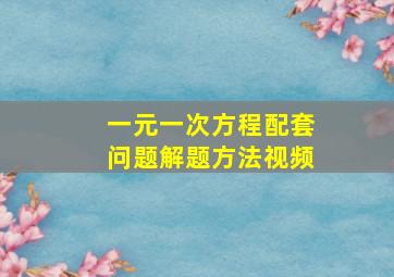 一元一次方程配套问题解题方法视频