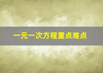 一元一次方程重点难点