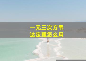 一元三次方韦达定理怎么用