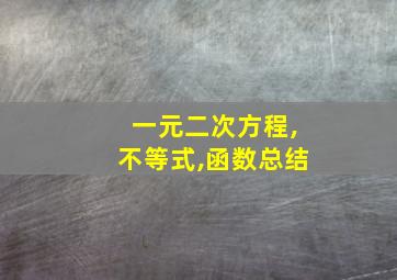 一元二次方程,不等式,函数总结