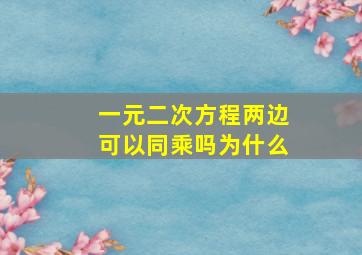 一元二次方程两边可以同乘吗为什么