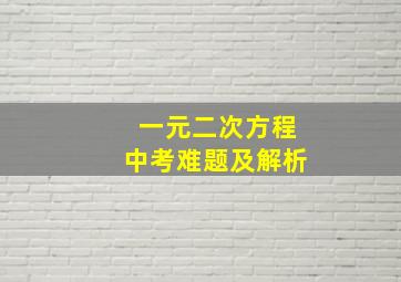 一元二次方程中考难题及解析