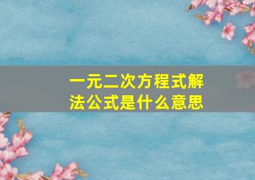 一元二次方程式解法公式是什么意思