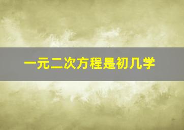 一元二次方程是初几学