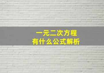 一元二次方程有什么公式解析