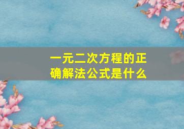 一元二次方程的正确解法公式是什么