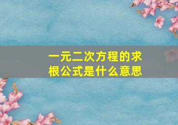 一元二次方程的求根公式是什么意思