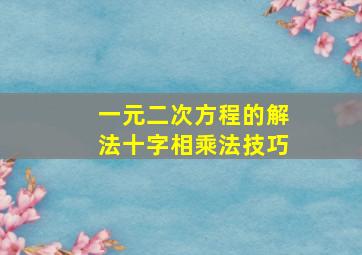 一元二次方程的解法十字相乘法技巧