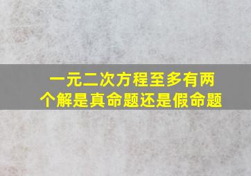 一元二次方程至多有两个解是真命题还是假命题