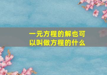 一元方程的解也可以叫做方程的什么