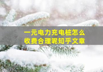 一元电力充电桩怎么收费合理呢知乎文章