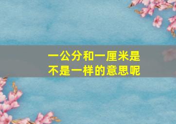 一公分和一厘米是不是一样的意思呢