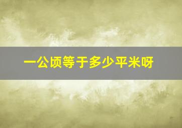 一公顷等于多少平米呀