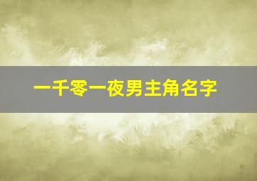 一千零一夜男主角名字