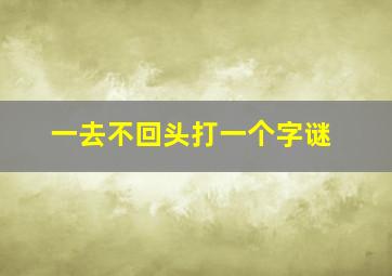 一去不回头打一个字谜