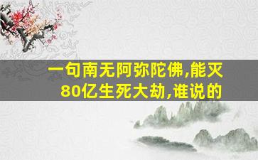 一句南无阿弥陀佛,能灭80亿生死大劫,谁说的