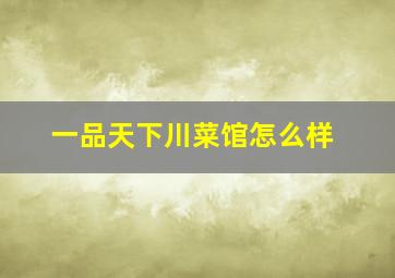 一品天下川菜馆怎么样