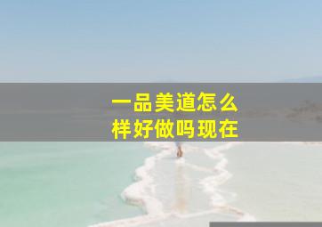 一品美道怎么样好做吗现在