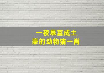 一夜暴富成土豪的动物猜一肖