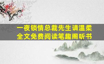 一夜锁情总裁先生请温柔全文免费阅读笔趣阁听书