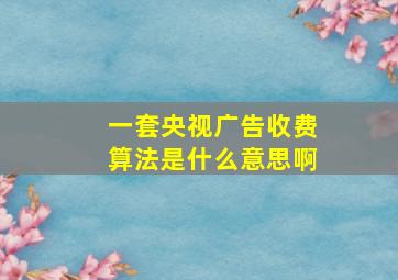 一套央视广告收费算法是什么意思啊