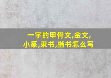 一字的甲骨文,金文,小篆,隶书,楷书怎么写