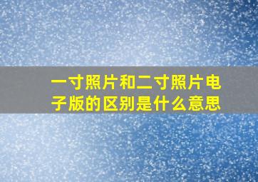 一寸照片和二寸照片电子版的区别是什么意思