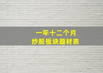 一年十二个月炒股板块题材表