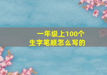 一年级上100个生字笔顺怎么写的