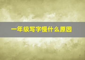 一年级写字慢什么原因