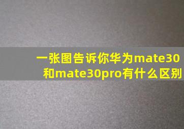 一张图告诉你华为mate30和mate30pro有什么区别